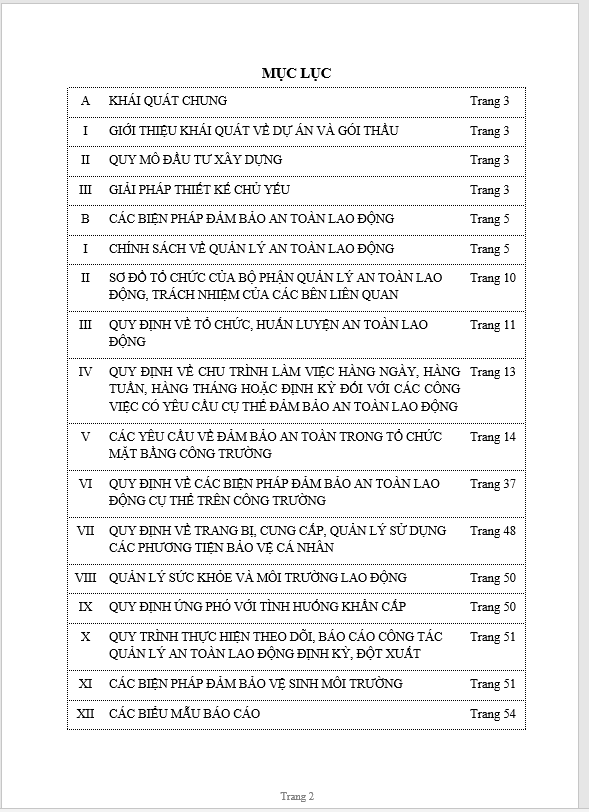 Kế hoạch an toàn lao động của Nhà thầu thi công
