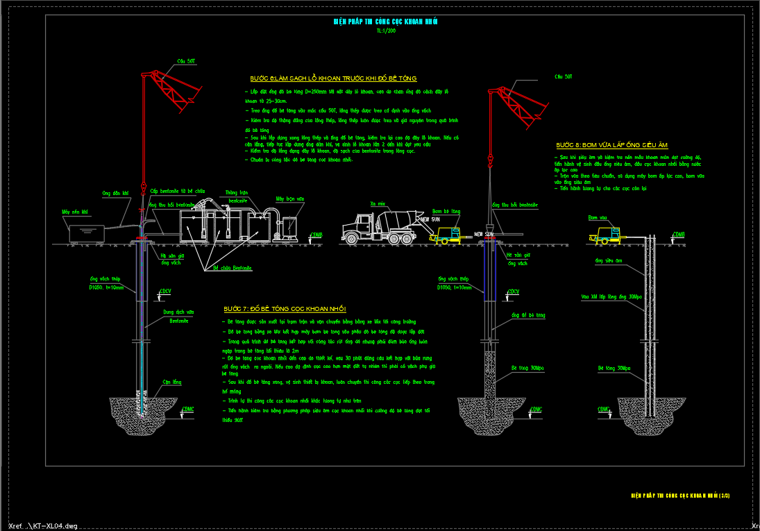Biện pháp thi công cọc khoan nhồi (bản vẽ, thuyết minh, tiến độ)
