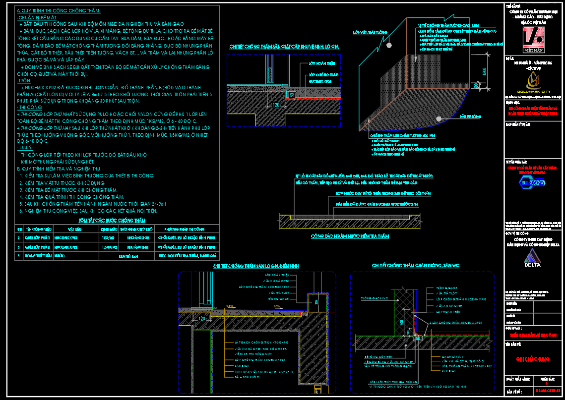 Biện pháp thi công chống thấm nhà cao tầng