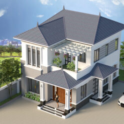 Mẫu biệt thự mái Nhật hiện đại 2 tầng 8x11m.