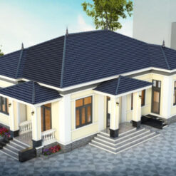 Mẫu biệt thự nhà vườn 1 tầng 10.72x15.52m đẹp thiết kế đơn giản