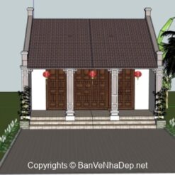 Thiết kế nhà từ đường đẹp model su 6x7m