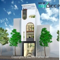 Mẫu nhà ống 5m đẹp trên diện tích 5m x19mx 5 tầng.