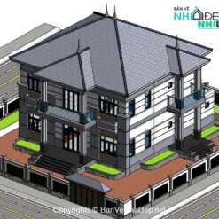 Alternative view of Mẫu nhà mái Nhật 2 tầng 6 phòng ngủ 16.02x17.42m