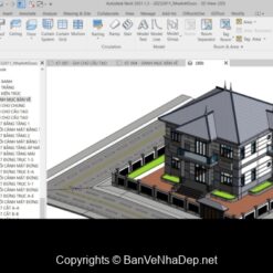 Mẫu nhà mái Nhật 2 tầng 6 phòng ngủ 16.02x17.42m