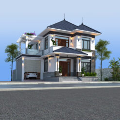 Biệt thự 2 tầng mái Nhật kích thước 8x12,55m