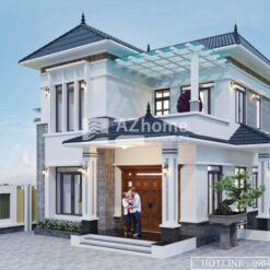 Biệt thự 2 tầng mái nhật 8×12 – sảnh phụ bên hông