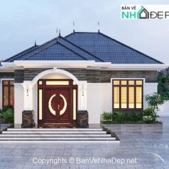 Biệt thự 1 tầng mái nhật,kích thước 13.6×10.5m