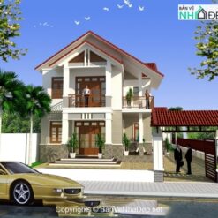 File cad và file phối cảnh mẫu biệt thự 2 tầng miễn phí