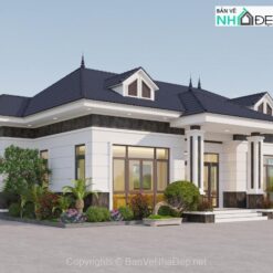 Biệt thự nhà vườn 01 tầng 11.32x14.62m có phối cảnh