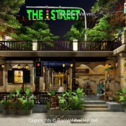 Bản vẽ cad, dự toán, hình ảnh phối cảnh nhà hàng 12x25.1m