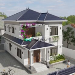 Bản vẽ Full nhà mái Nhật 2 tầng kích thước 8.09x10m