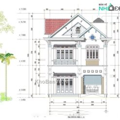 Bản vẽ kiến trúc thiết kế biệt thự vườn KT 8x15m miến phí