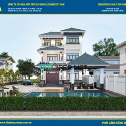 Bản vẽ nhà vườn 3 tầng mái 9.16x8.99 mái nhật