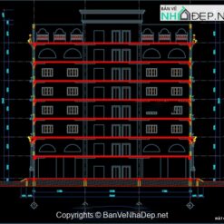 Alternative view of Bản vẽ Tòa nhà văn phòng 7 tầng 30x35m (Sàn dự ứng lực nhịp 12m)
