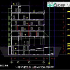 Bản vẽ Tòa nhà văn phòng hiện đại 5 tầng nổi, 2 hầm 13x20m file cad KT KC Nước