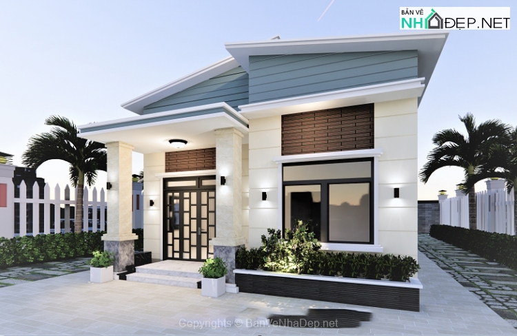 Biệt thự 1 tầng mái lệch thiết kế hiện đại - Ảnh 2