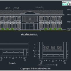 File cad bản vẽ cải tạo trường tiểu học 2 tầng chi tiết