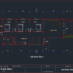 File cad bản vẽ kiến trúc biệt thự 1 tầng 7x18.1m