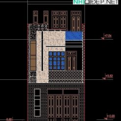 File cad thiết kế nhà phố 2.5 tầng