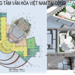 File cad trung tâm văn hóa Việt Nam - Pháp miễn phí