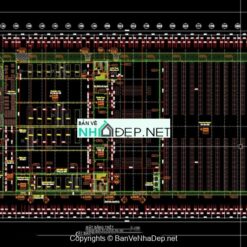 Full bản vẽ cad nhà xưởng chế biến đồ gia dụng kích thước 80x168m