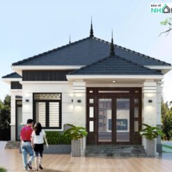 Mẫu nhà cấp 4 có 1 tầng mái Nhật kích thước: 9.62x13.58m