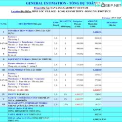Alternative view of Mẫu dự toán nhà xưởng full hạng mục