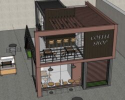 Mẫu nhà hàng coffee 2 tầng 6x8m model skp