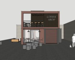 Mẫu nhà hàng coffee 2 tầng 6x8m model skp