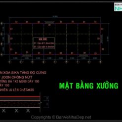 Bản vẽ thiết kế kết cấu khung nhà xưởng 22x64m miễn phí