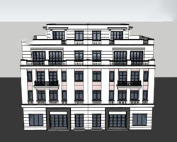 Thiết kế trụ sở tòa nhà 5 tầng 24x13m model sketchup