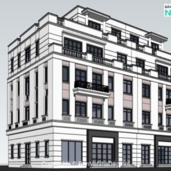 Thiết kế trụ sở tòa nhà 5 tầng 24x13m model sketchup