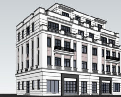 Thiết kế trụ sở tòa nhà 5 tầng 24x13m model sketchup