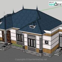 Mẫu thiết kế biệt thự 1 tầng mái Nhật 10.7x17.6m