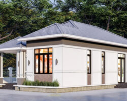 Bản vẽ nhà mái Nhật 1 tầng nông thôn 2024,kt 13.9×11.7m