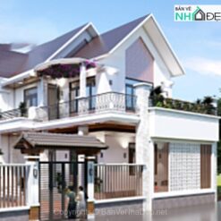 Alternative view of Hồ sơ file bản vẽ nhà biệt thự mái thái 2 tầng diện tích thiết kế 9x15m