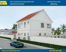 Bản vẽ thiết kế nhà biệt thự 2 tầng đẹp mái thái 8.6×12.2m