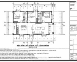 Bản vẽ autocad Biệt thự 1 tầng mái thái 7.8×13.5m