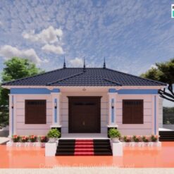 Hồ sơ thiết kế biệt thự mái nhật 1 tầng kích thước 8.26x14.78m