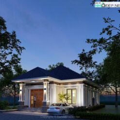 Mẫu nhà mái nhật 1 tầng hiện đại 11.5 X18 m.