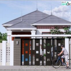 Alternative view of Biệt thự 1 tầng mái nhật 8.1x17.87m file autocad