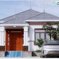 Biệt thự 1 tầng mái nhật 8.1x17.87m file autocad