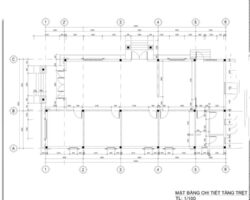 Bản vẽ autocad Biệt thự 1 tầng mái thái 9.42×19.3m