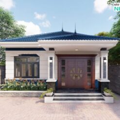 Autocad Biệt thự 1 tầng mái nhật 9x18.2m