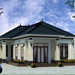 Bản vẽ chi tiết biệt thự hiện đại tầng mái nhật 10.32x17.47m