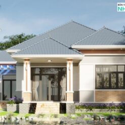 Alternative view of Bản vẽ chi tiết biệt thự 1 tầng hiện đại 13.4x14.6m