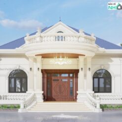 Bản vẽ chi tiết biệt thự 1 tầng tân cổ điển 12.8x11.3m