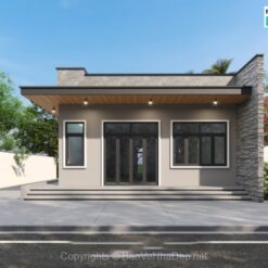 Alternative view of Bản vẽ chi tiết nhà cấp 4 hiện đại mái bằng 8x15m