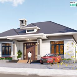 Bản vẽ chi tiết biệt thự hiện đại 1 tầng mái nhật 14x10m